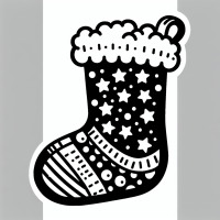 simpel black and white coloring template for kids of christmas stocking .  only black and white no grey scale