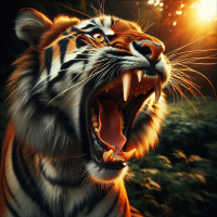 A tiger roaring